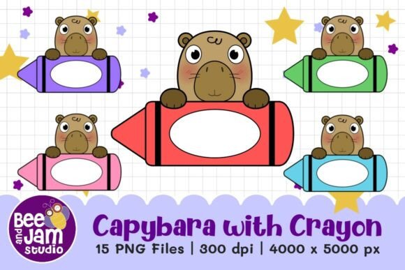Animal Capybara Crayon, Back to School