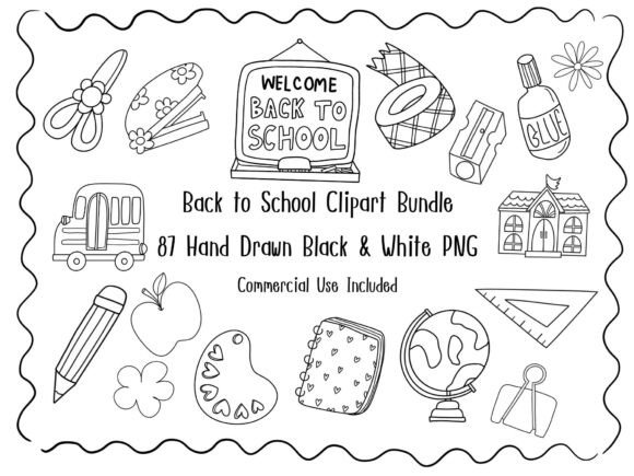 Back to School Clipart Bundle Hand Drawn