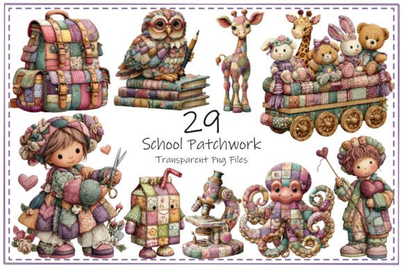 Back to School Patchwork Clipart Bundle
