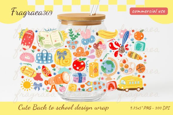 Back to School PNG, 16oz Libbey Cup Wrap