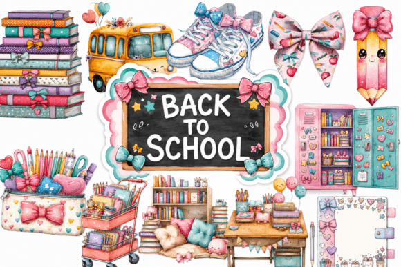 Back to School Watercolor Mockup Bundle Evaluation