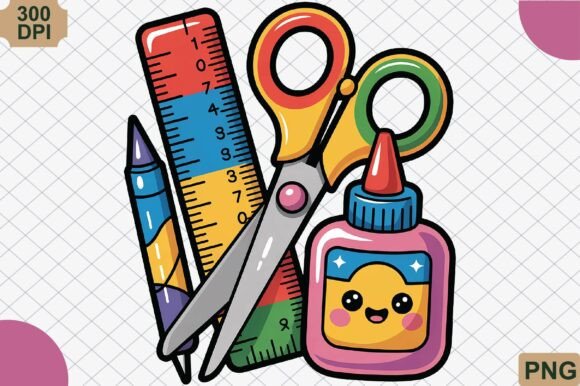 Colorful Back to School Supplies PNG