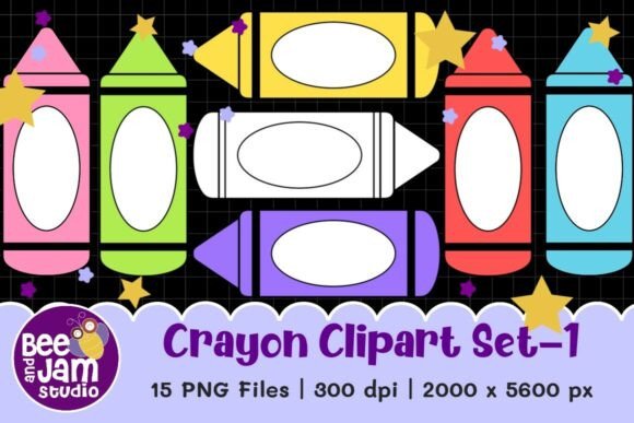 Crayon Clipart Set-1: Back to School Essentials