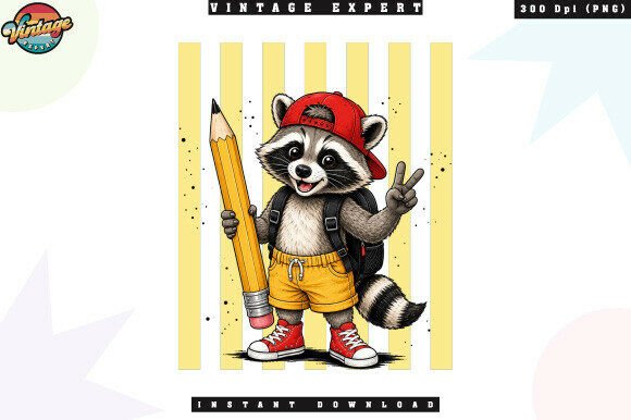 Cute Back to School Raccoon PNG Design
