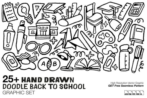 Hand Drawn Back to School Doodle Graphic for Modern Designs