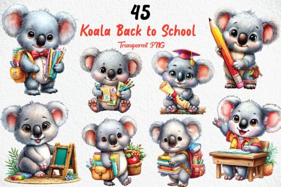 Koala Back to School Clipart PNG: A Modern Resource for Creative Professionals