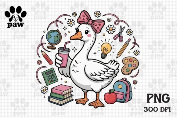 Teacher Goose PNG Cute Back to School