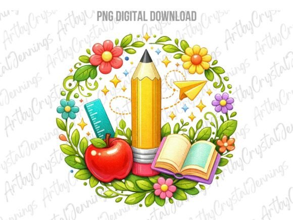 Unleash Your Creativity with the Cute Teacher Back to School Supplies PNG by Art by Crystal Jennings