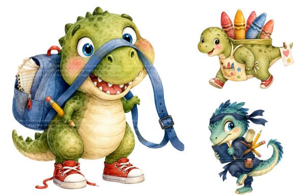 Watercolor Dinosaur Back to School PNG: Elevating Digital Creativity in a Dynamic Market