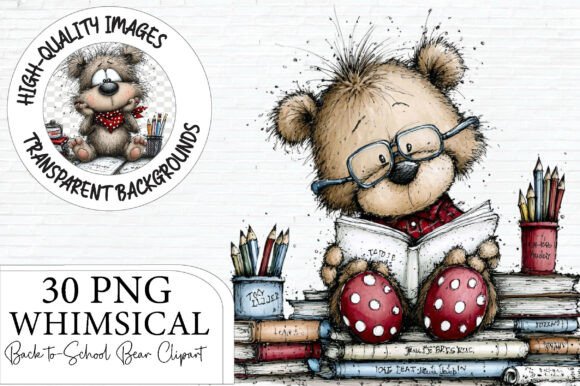 Whimsical Back to School Bear Clipart: Elevating Creative Projects with Playful Design