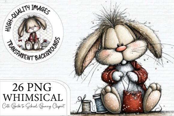 Whimsical Back to School Bunny Clipart for Creative Projects