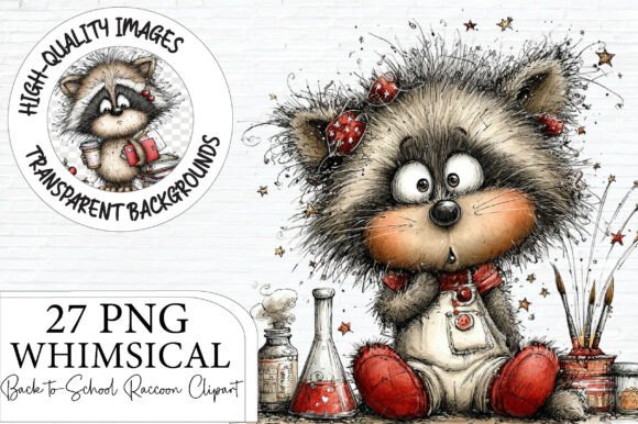 Whimsical Back to School Raccoon Clipart: A Creative Spark for Teachers, Crafters, and Small Business Owners